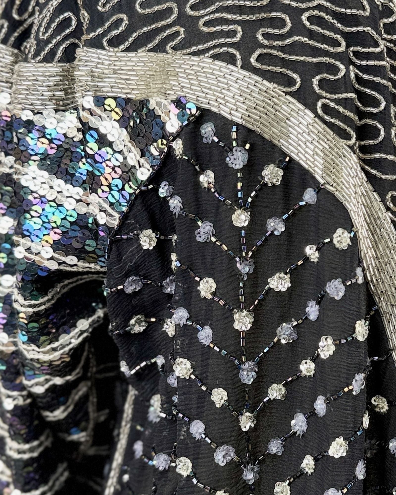 Black Draped Sequin Jacket