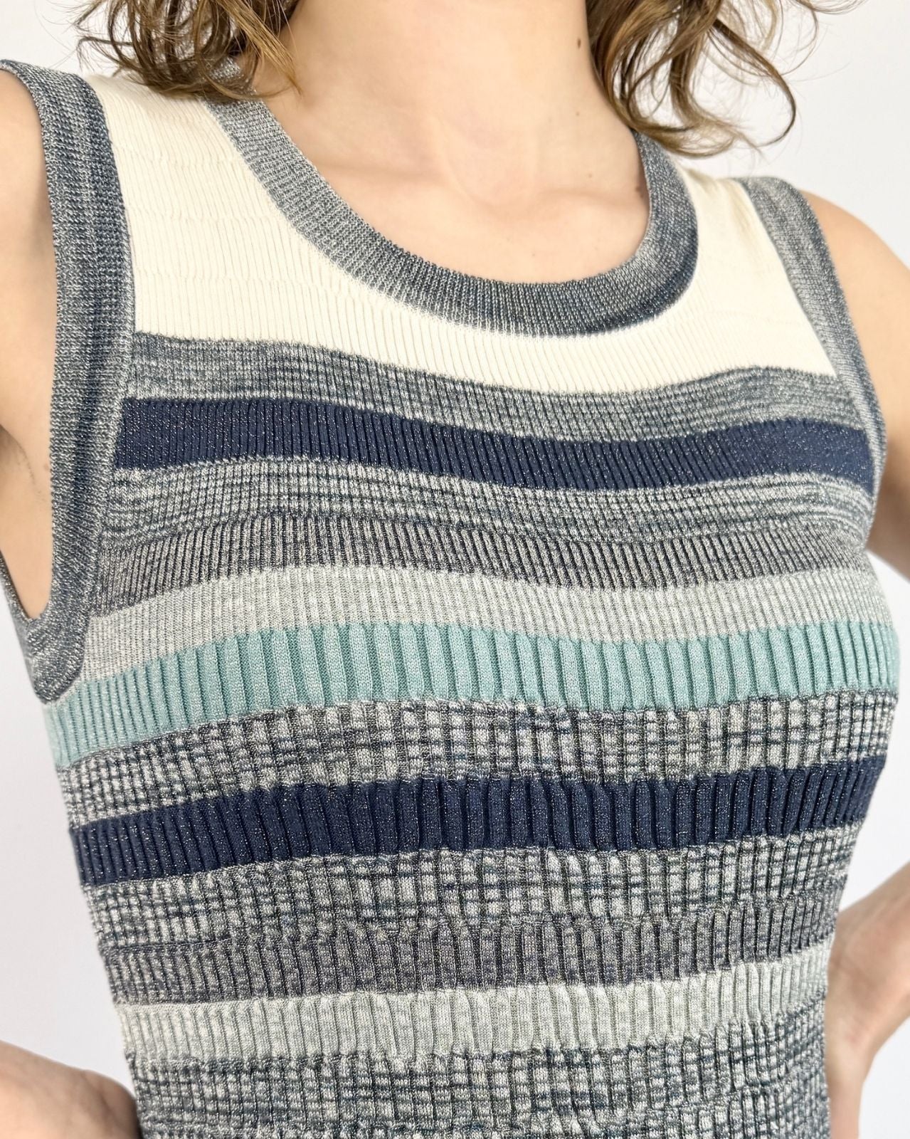Chanel Tides Like Mine Ribbed Metallic Tank Dress