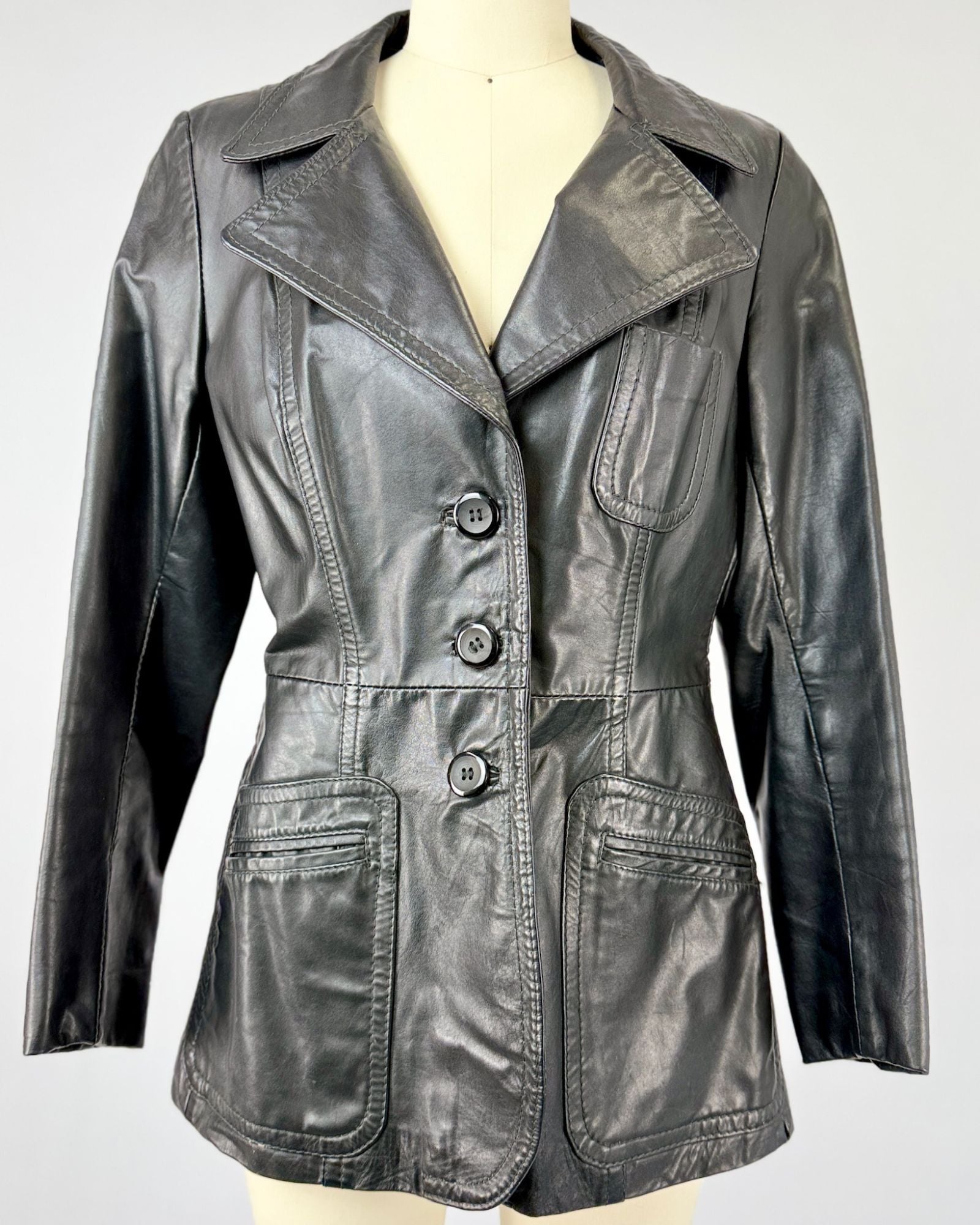 Casual Corner 70s Black Leather Jacket
