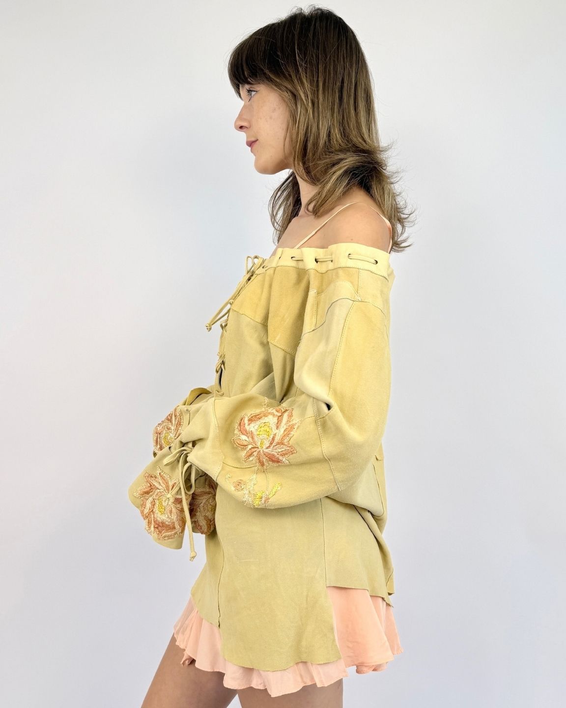 Embroidered Floral Suede Tunic