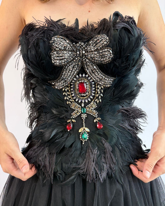 Dolce + Gabbana Black Swan Seduction Feather Corset
