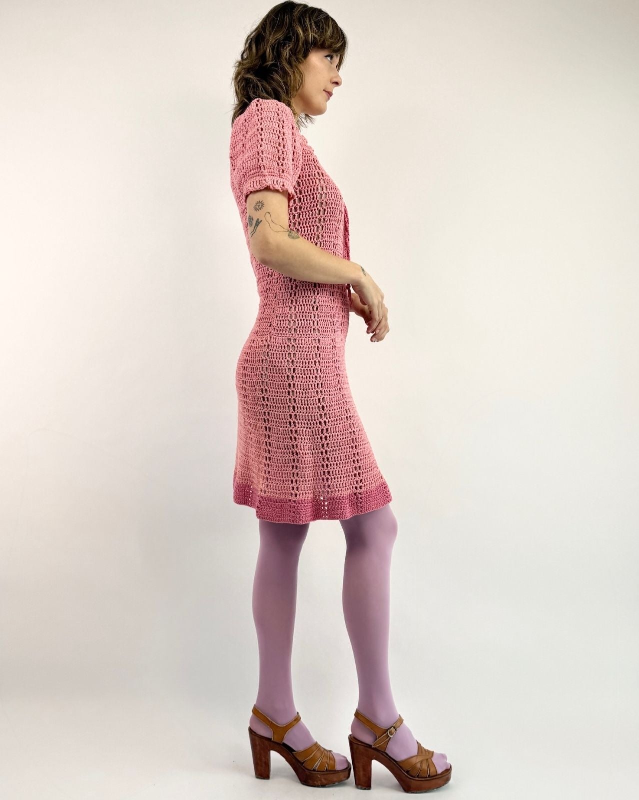 Twist and Shout Pink Crochet Dress