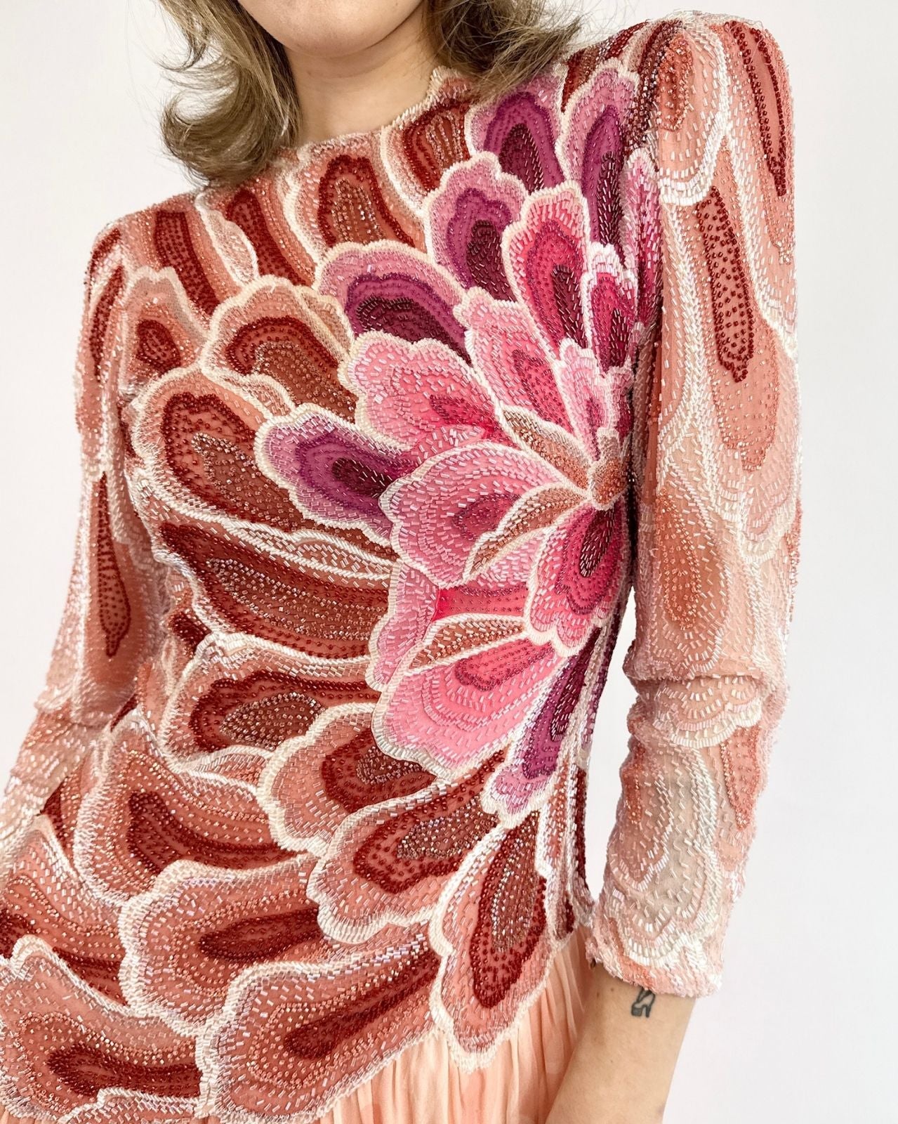 Hanae Mori Crystal Gardens Silk Dress