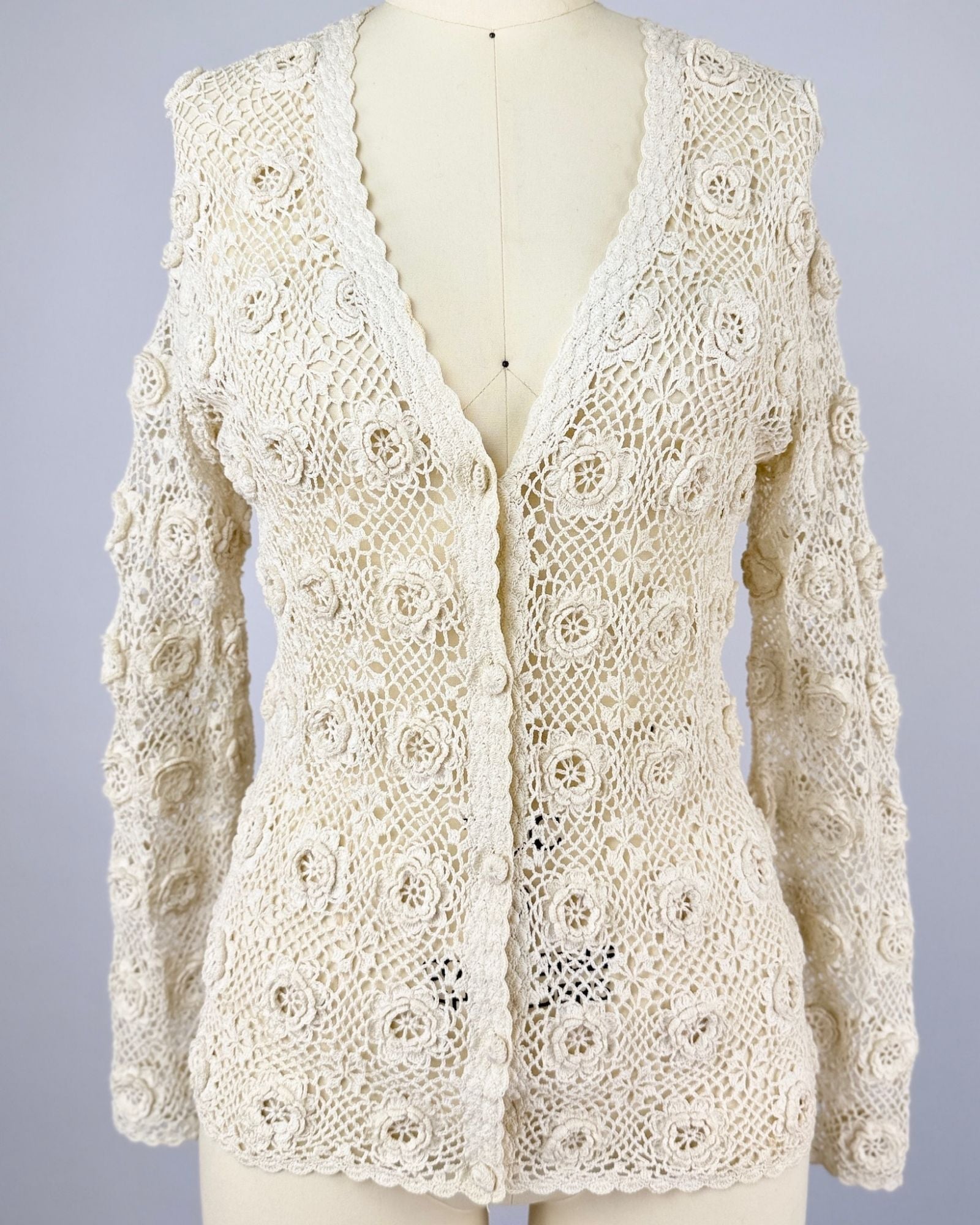 Cream Crochet Cardigan