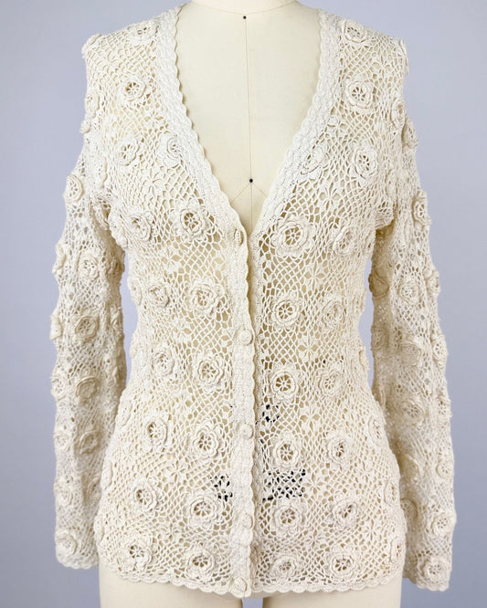 Cream Crochet Cardigan