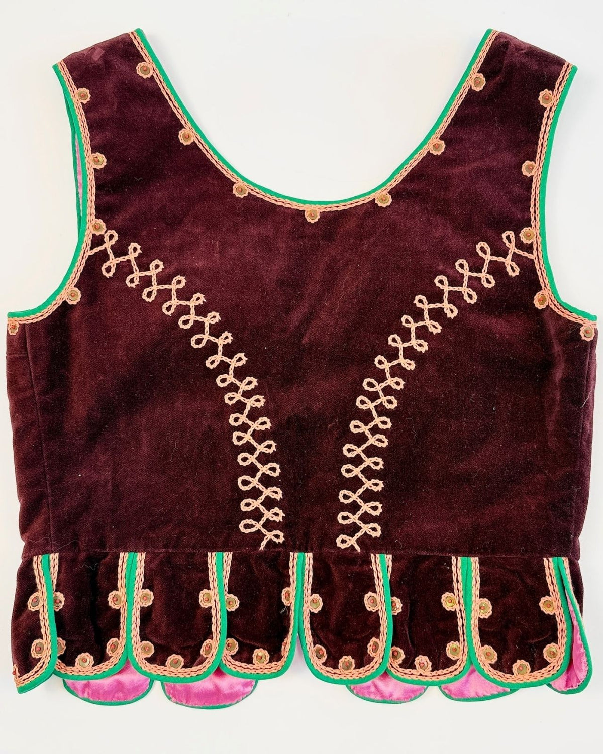 Burgundy Polish Velvet Folk Art Vest