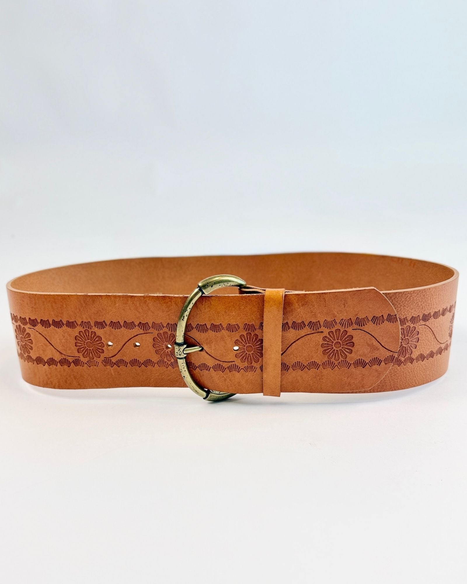 Daisy Tooled Leather Belt