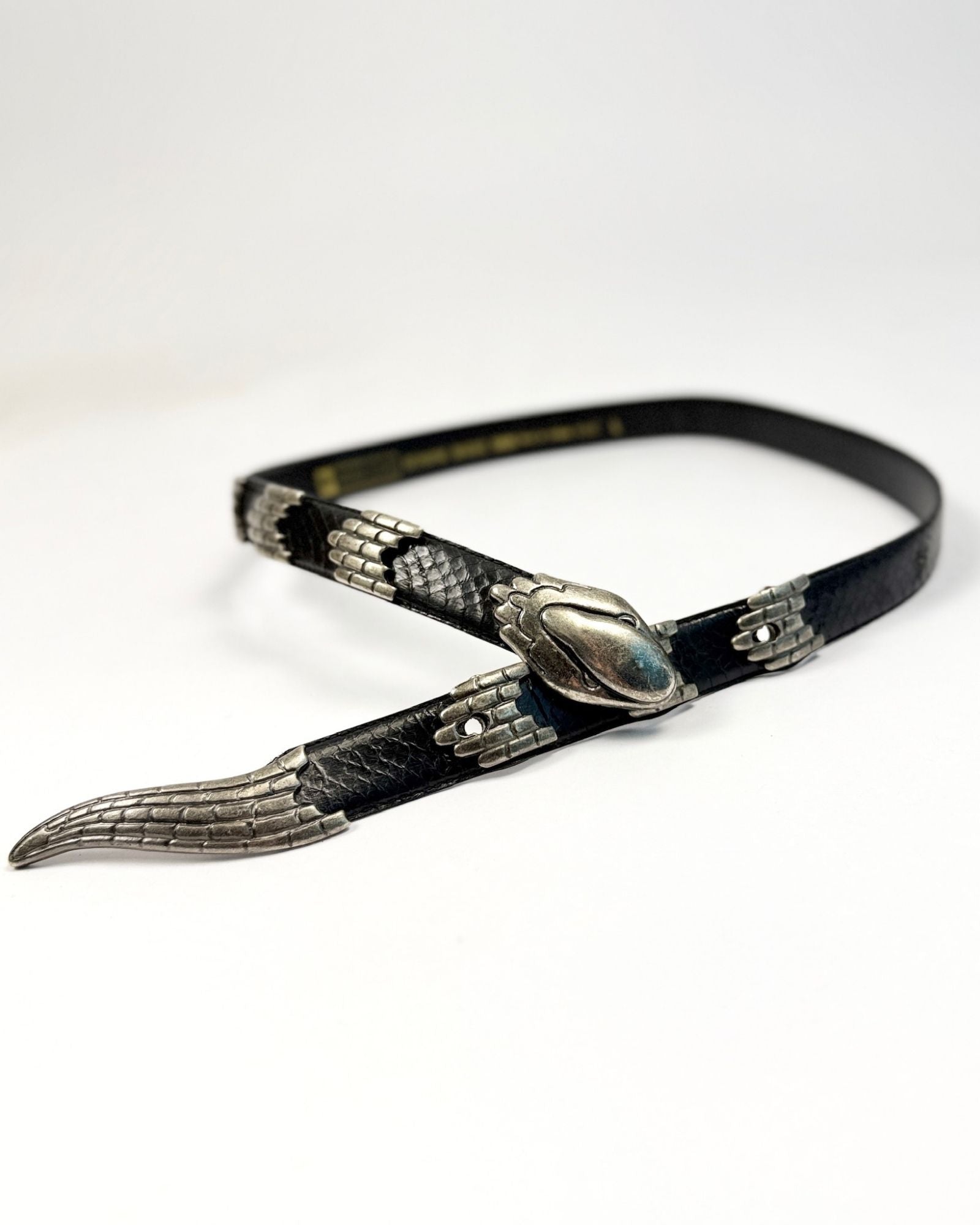 Thick Black Leather Snake Belt