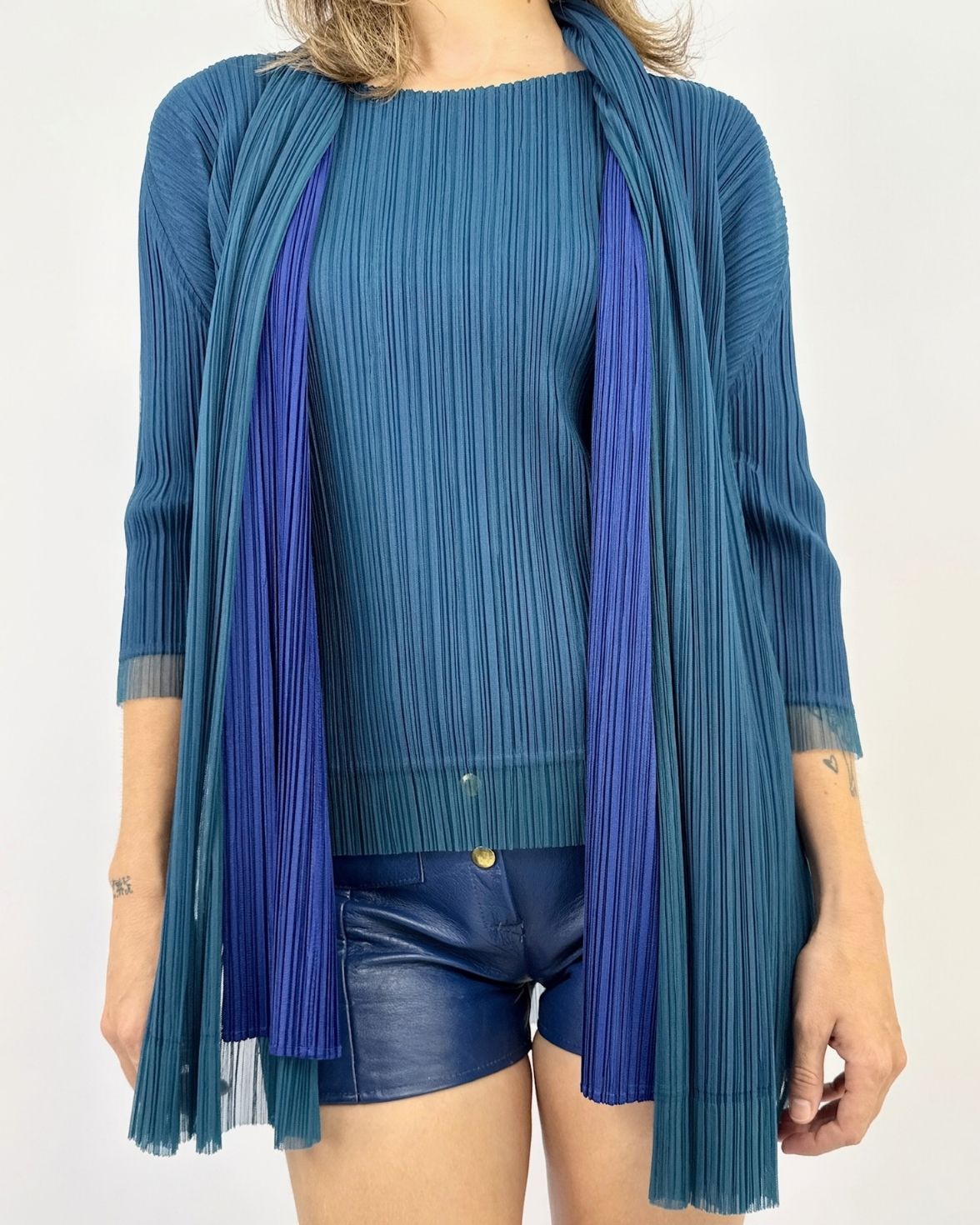 Pleats Please Time Will Teal Jacket