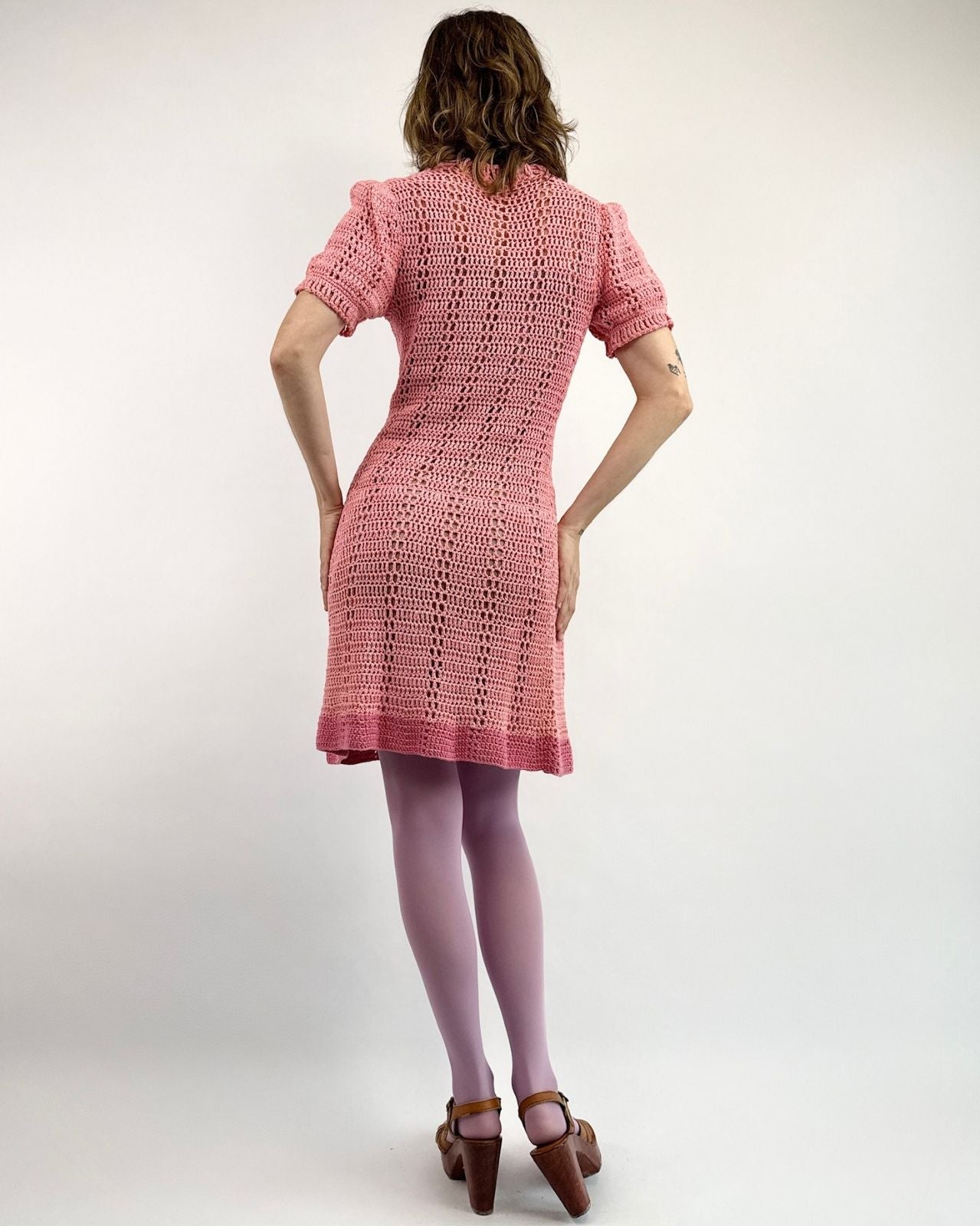 Twist and Shout Pink Crochet Dress