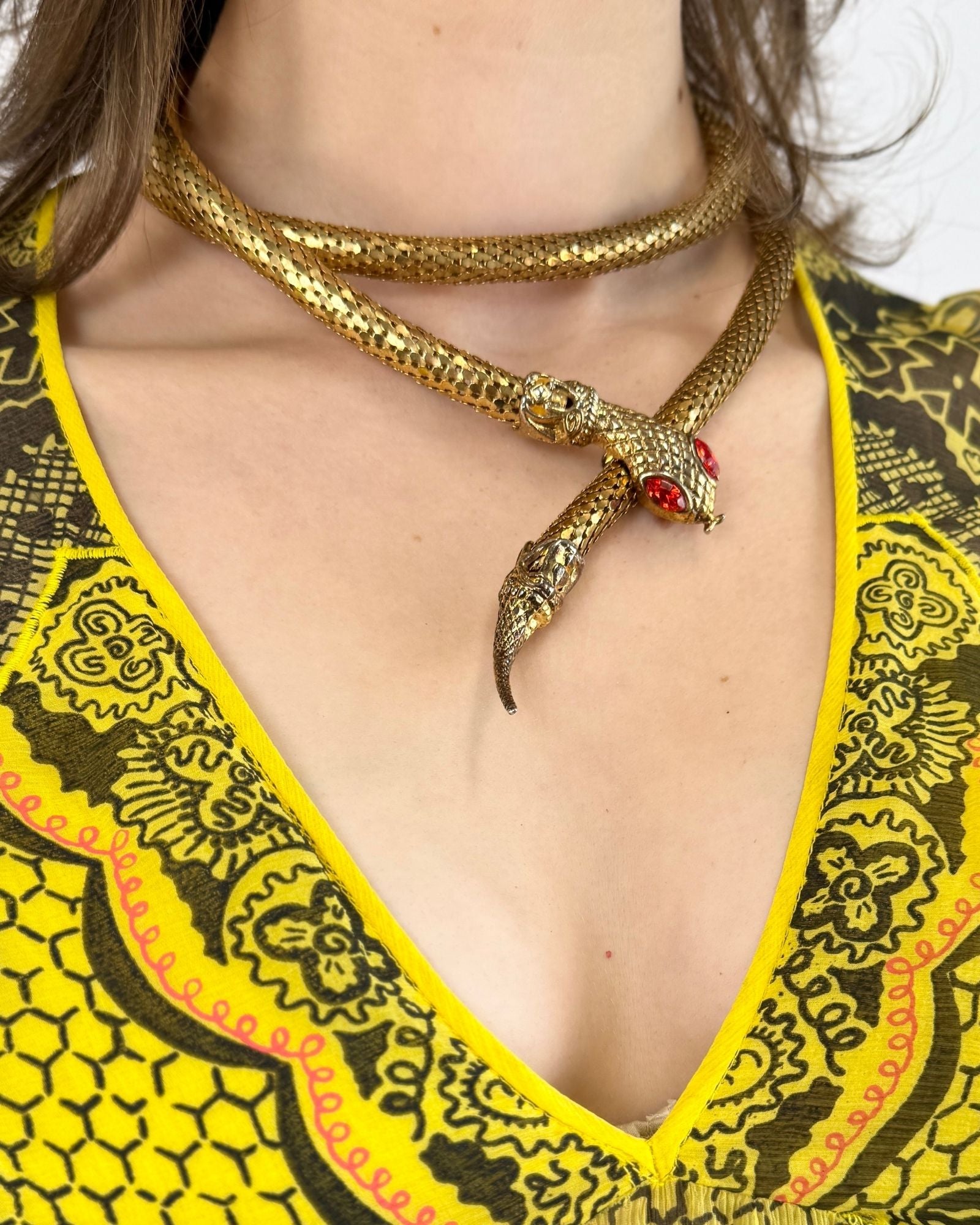 Gold Snake Orange Eyes Necklace/Belt