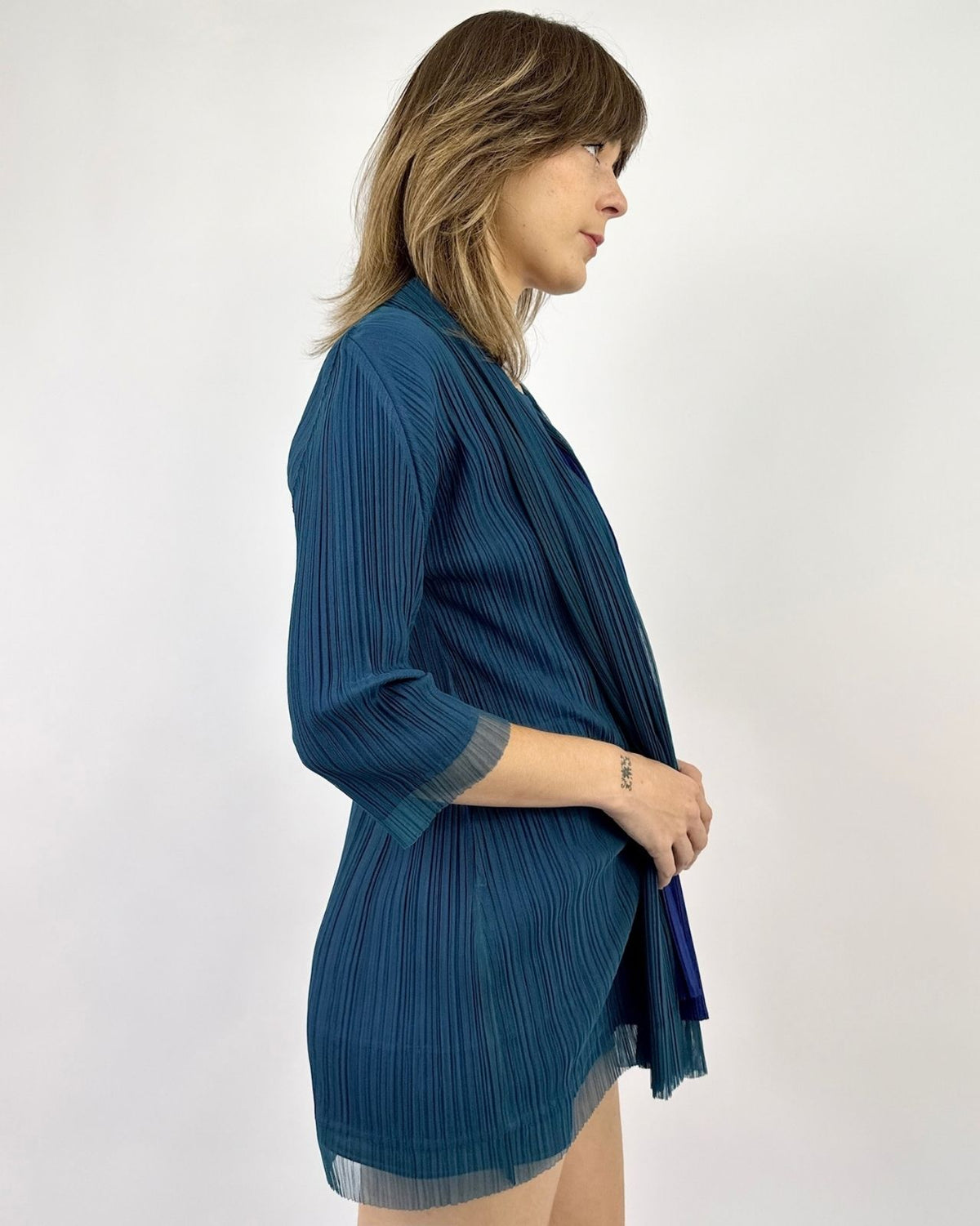 Pleats Please Time Will Teal Jacket