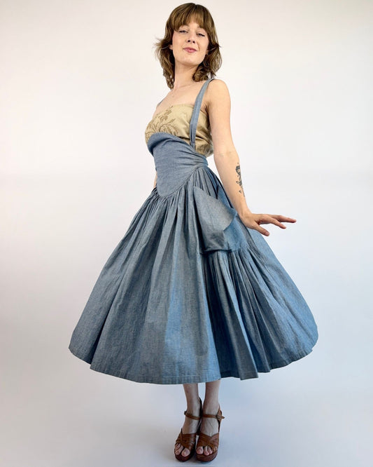 Norma Kamali A Swish Come True Chambray Skirt