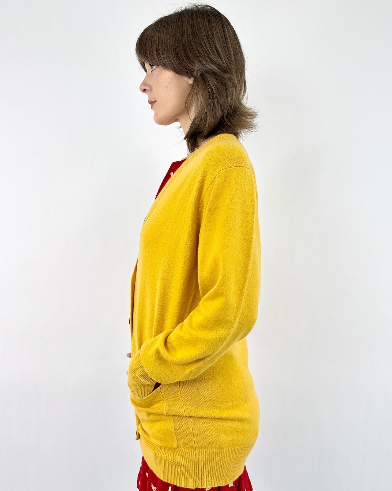Hanae Mori Saffron Cashmere Cardigan