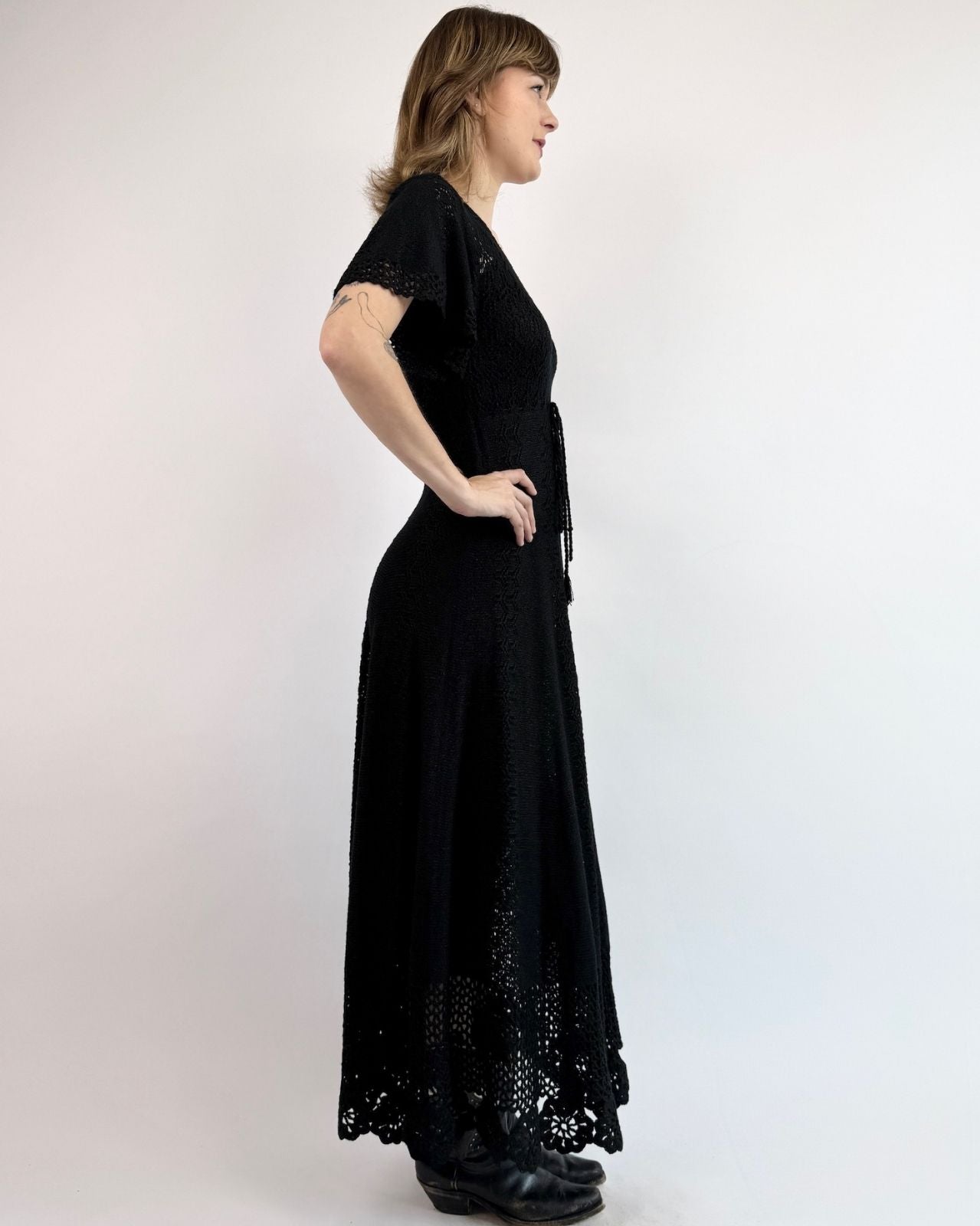 1970s Witches of Eastwick Crochet Dress