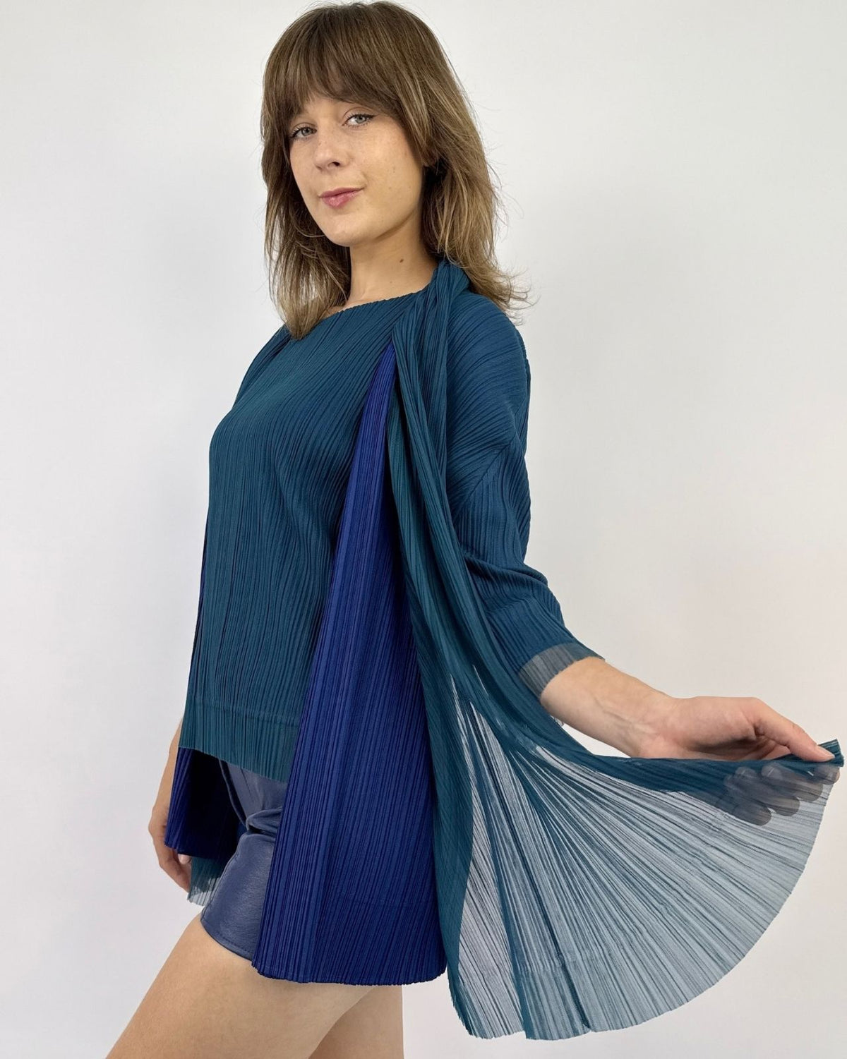 Pleats Please Time Will Teal Jacket