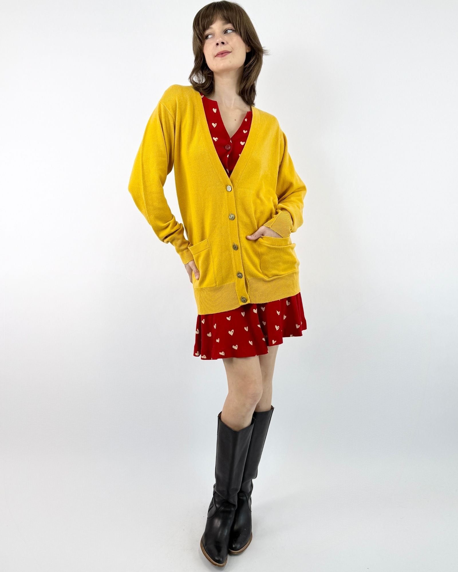 Hanae Mori Saffron Cashmere Cardigan