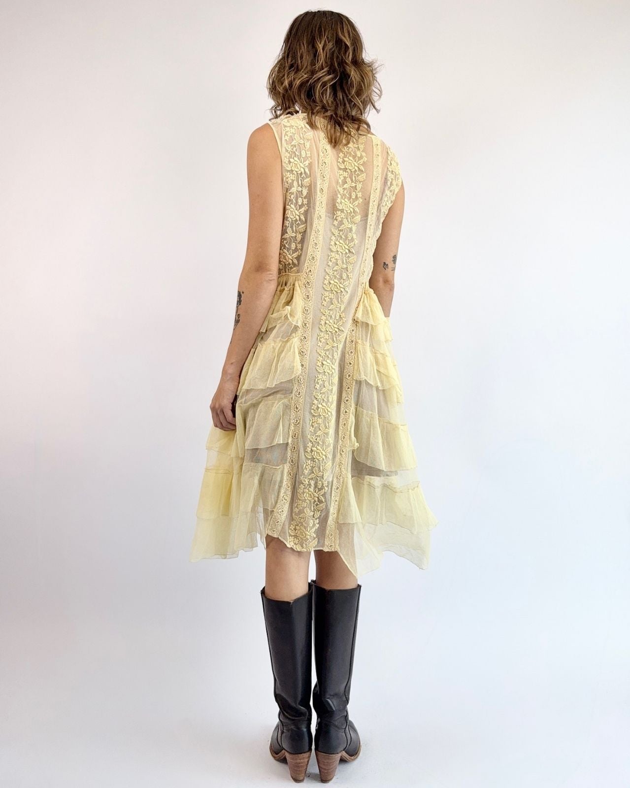 1920s Lemon and Lace Dress