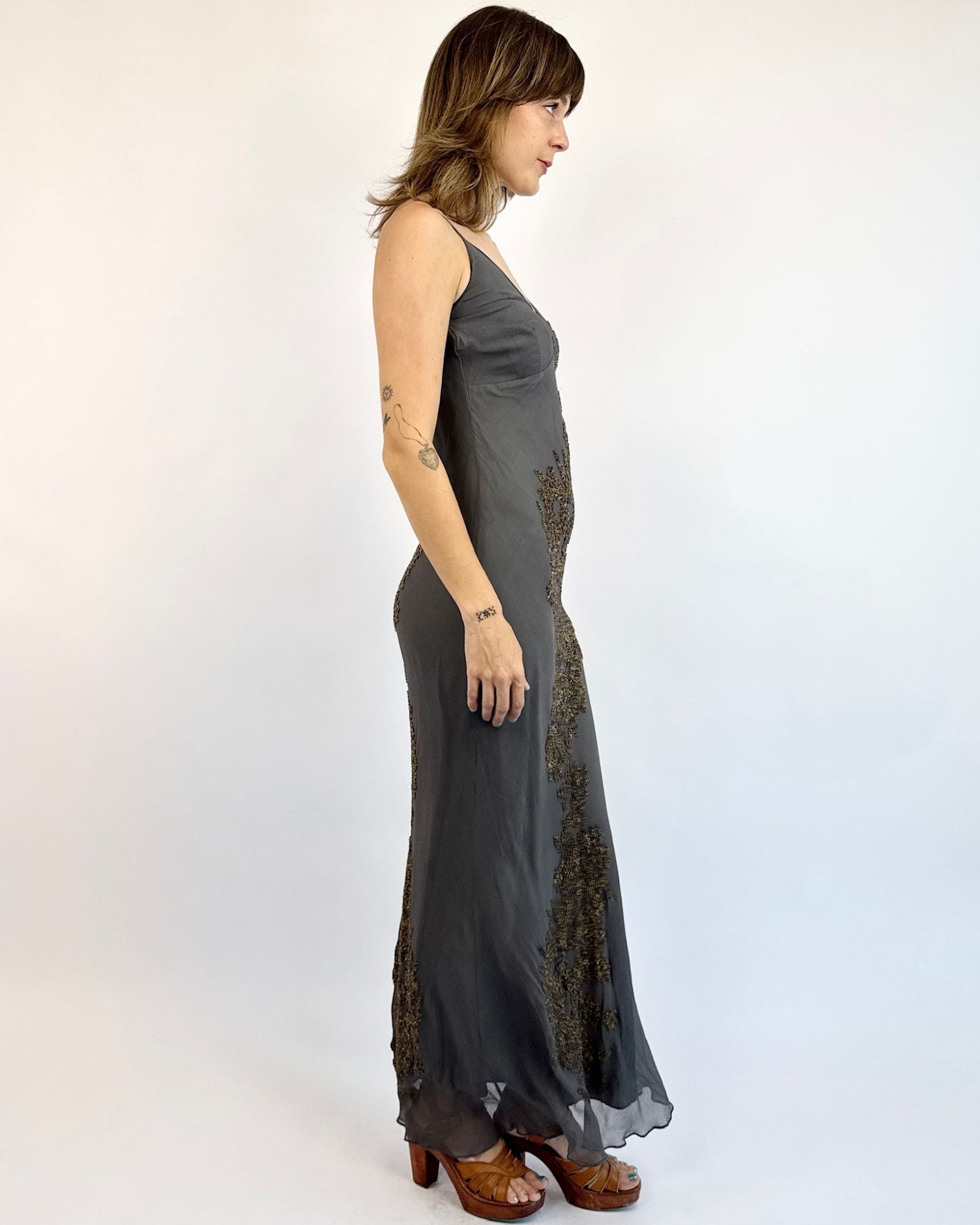 Adriana Papell Love Haze Beaded Silk Dress