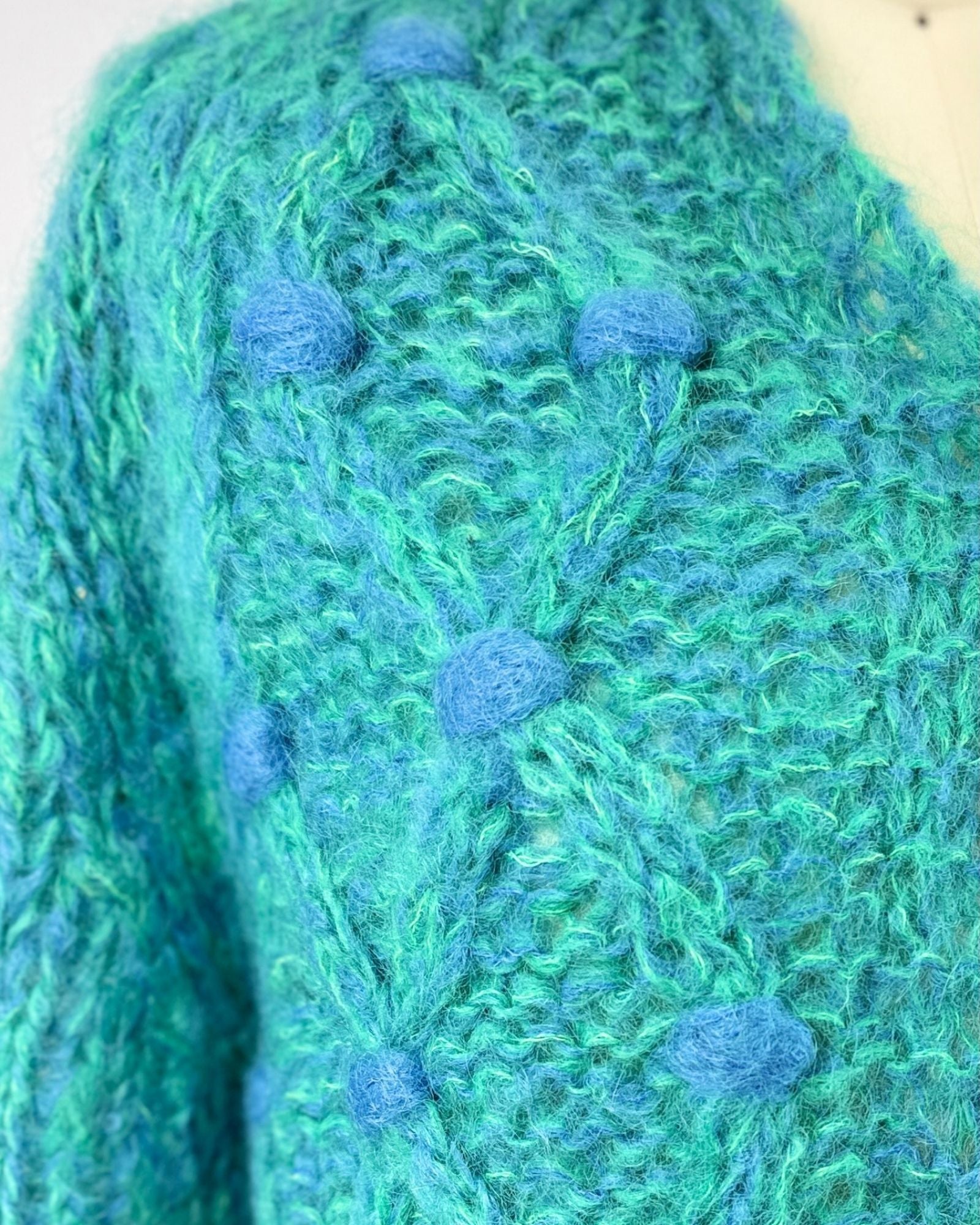 50s Teal Mohair Cardigan
