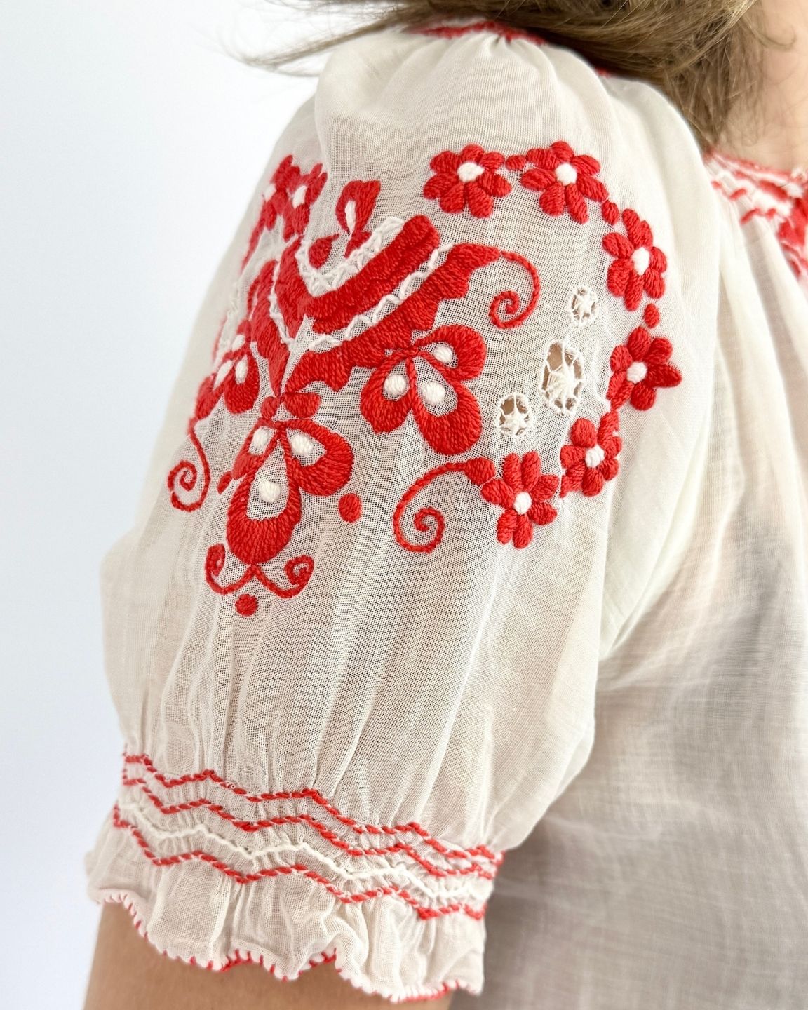 1930s Fairy Fables Cotton Embroidered Blouse