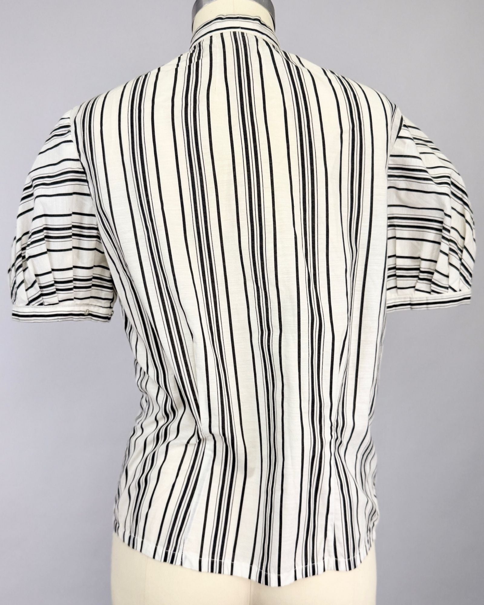 Cotton Striped Bow Blouse