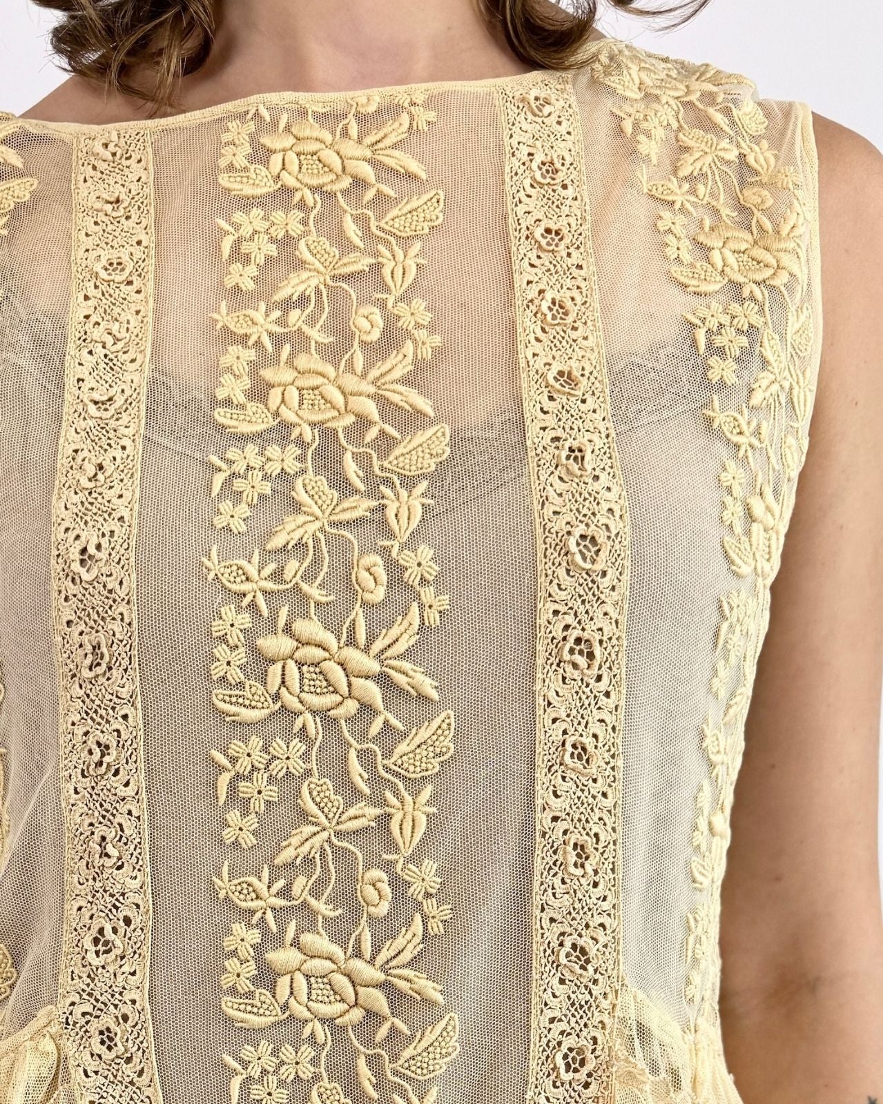 1920s Lemon and Lace Dress