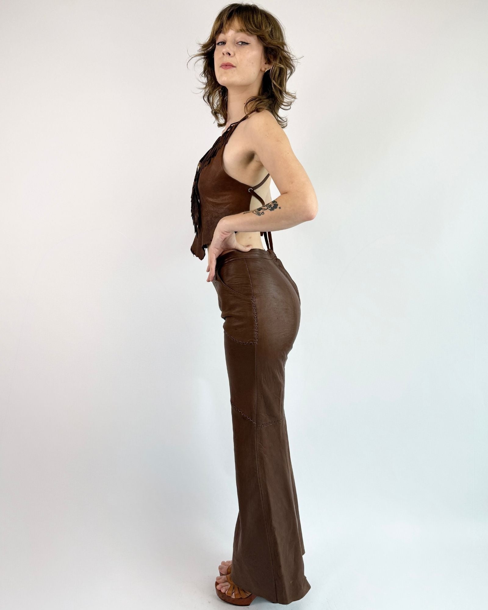 A Sweet Stroll Brown Buckskin Bell Bottoms