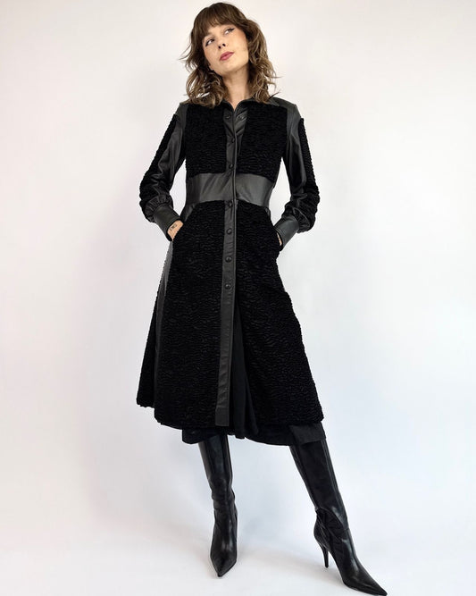 Soft Shadows Curly Lamb Trench Coat