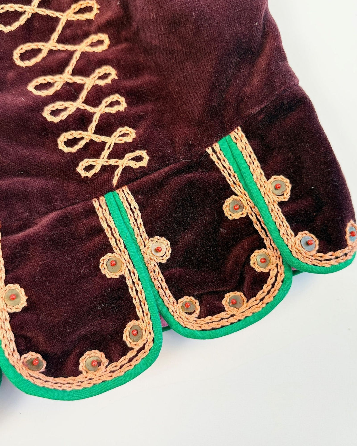 Burgundy Polish Velvet Folk Art Vest