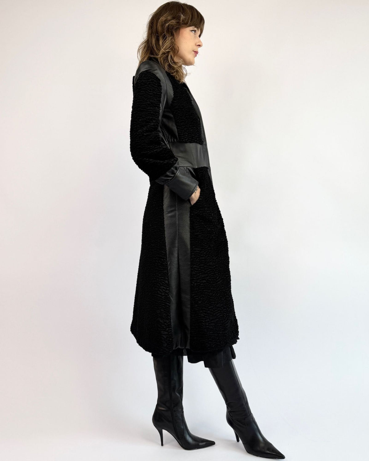 Soft Shadows Curly Lamb Trench Coat