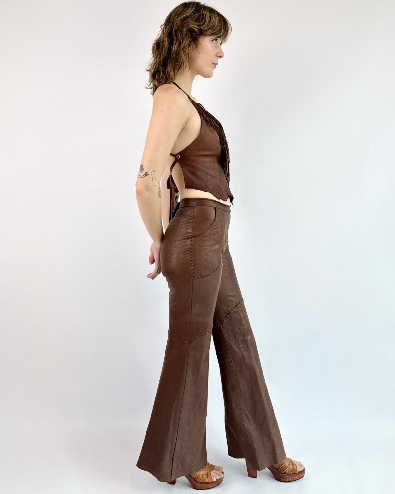 A Sweet Stroll Brown Buckskin Bell Bottoms
