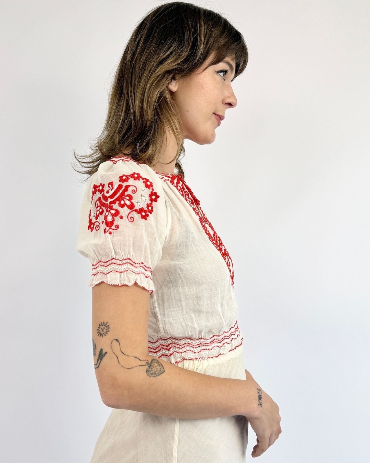 1930s Fairy Fables Cotton Embroidered Blouse