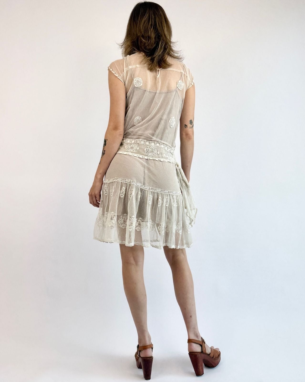 1920s A Whisper of White Embroidered Mini Dress