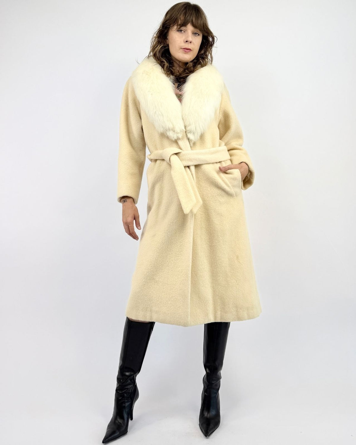 Christian Dior Hold Me Close White Fur Coat