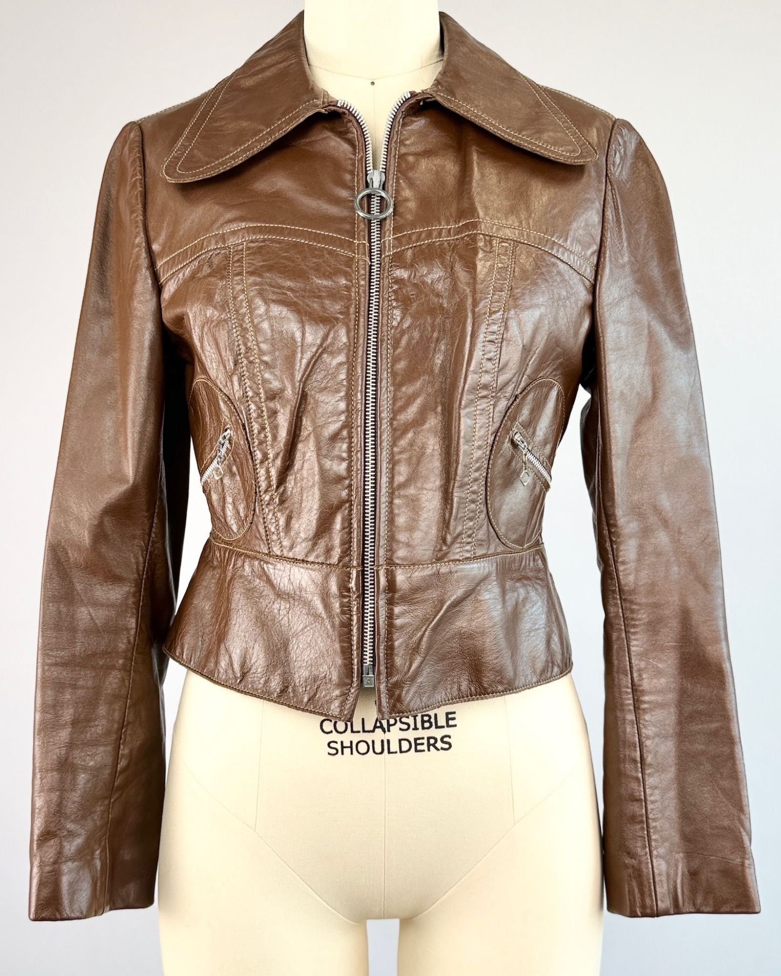 60 Brown Leather Bomber Jacket