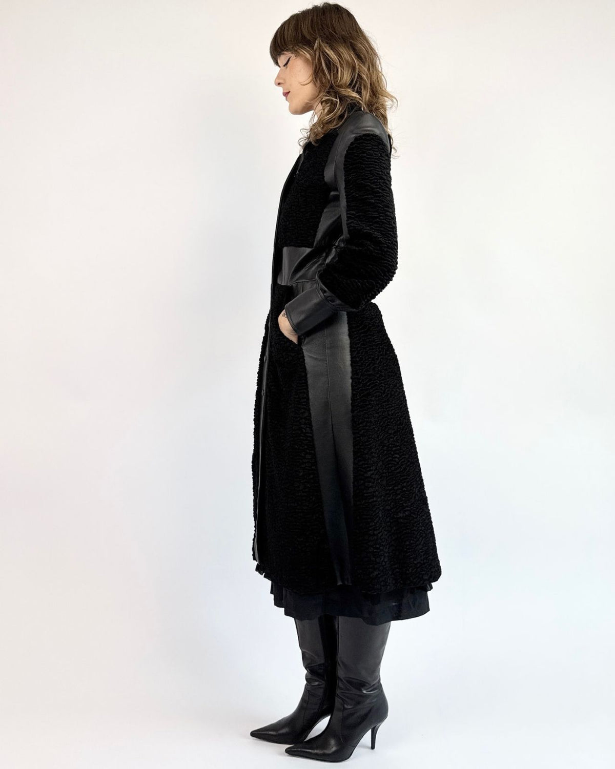 Soft Shadows Curly Lamb Trench Coat