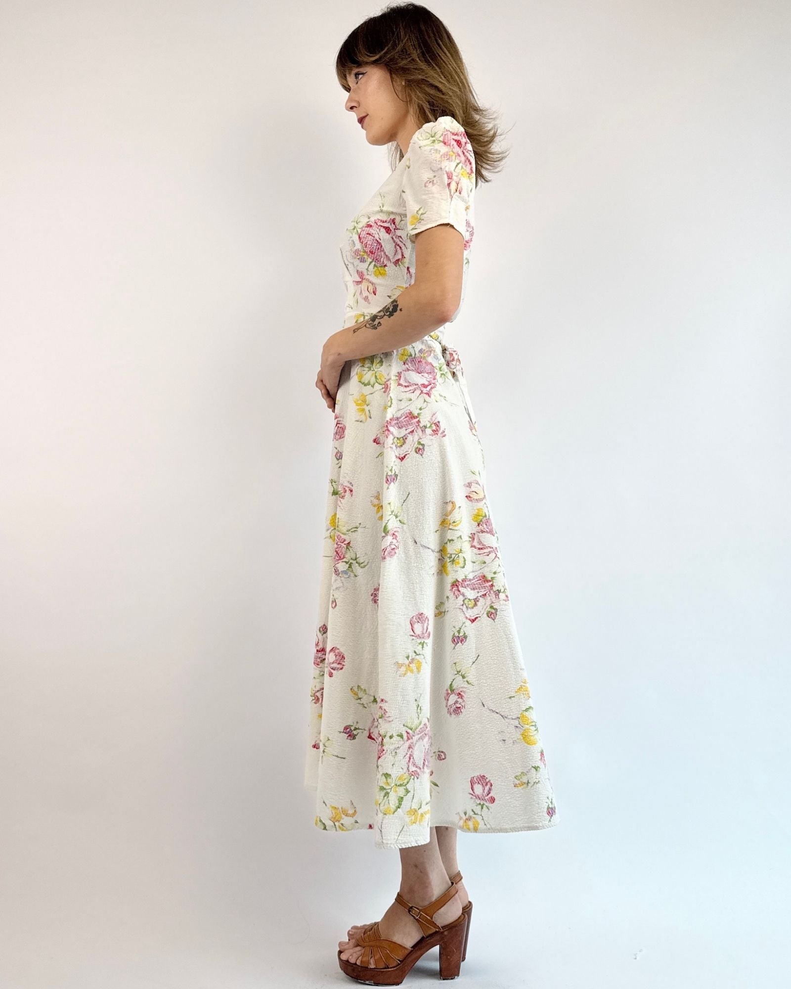 1930s Home and Garden Seersucker Dress