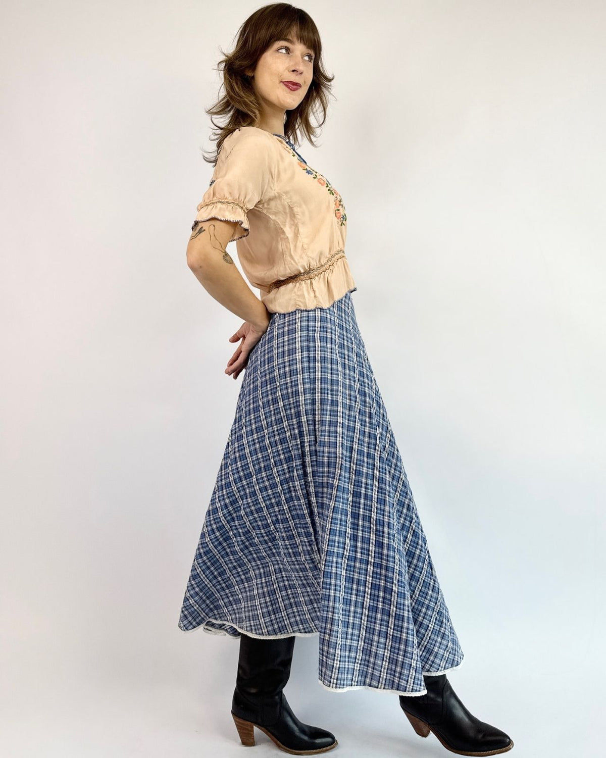 Crossing Paths Plaid Maxi Skirt