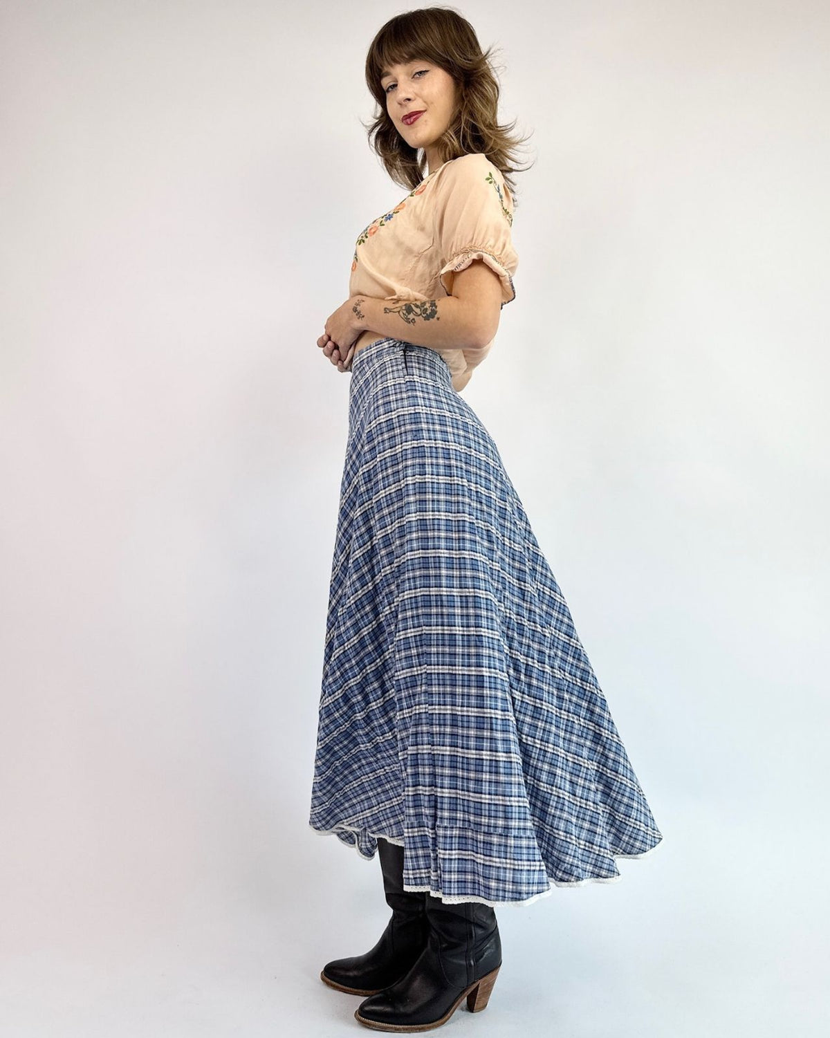 Crossing Paths Plaid Maxi Skirt