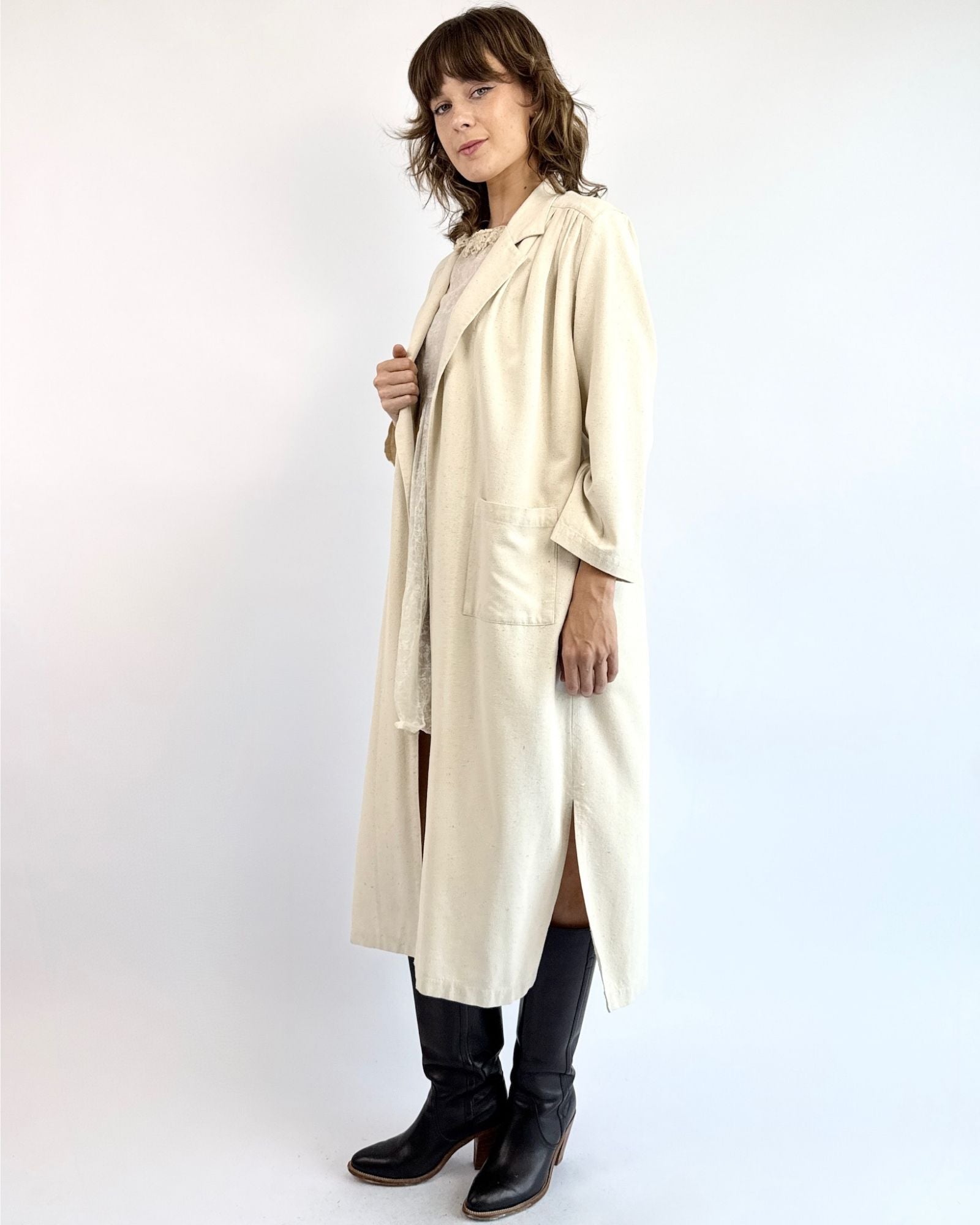 Hint of Vanilla Draped Duster
