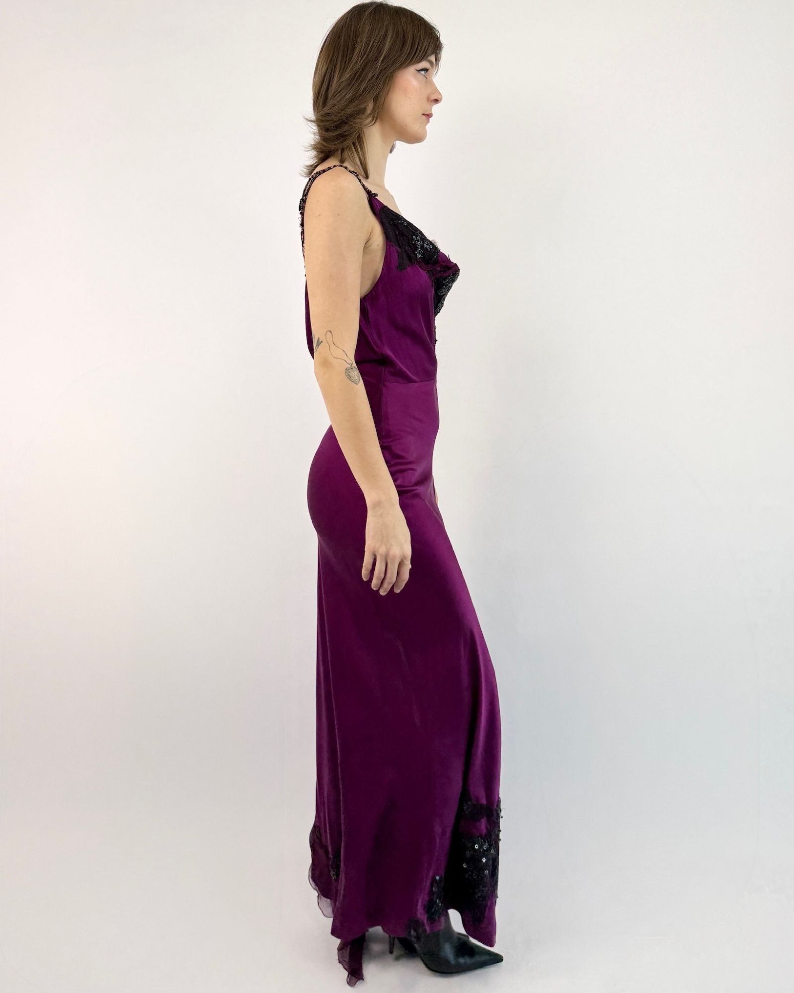 Midnight Vines Decadent Silk Evening Gown