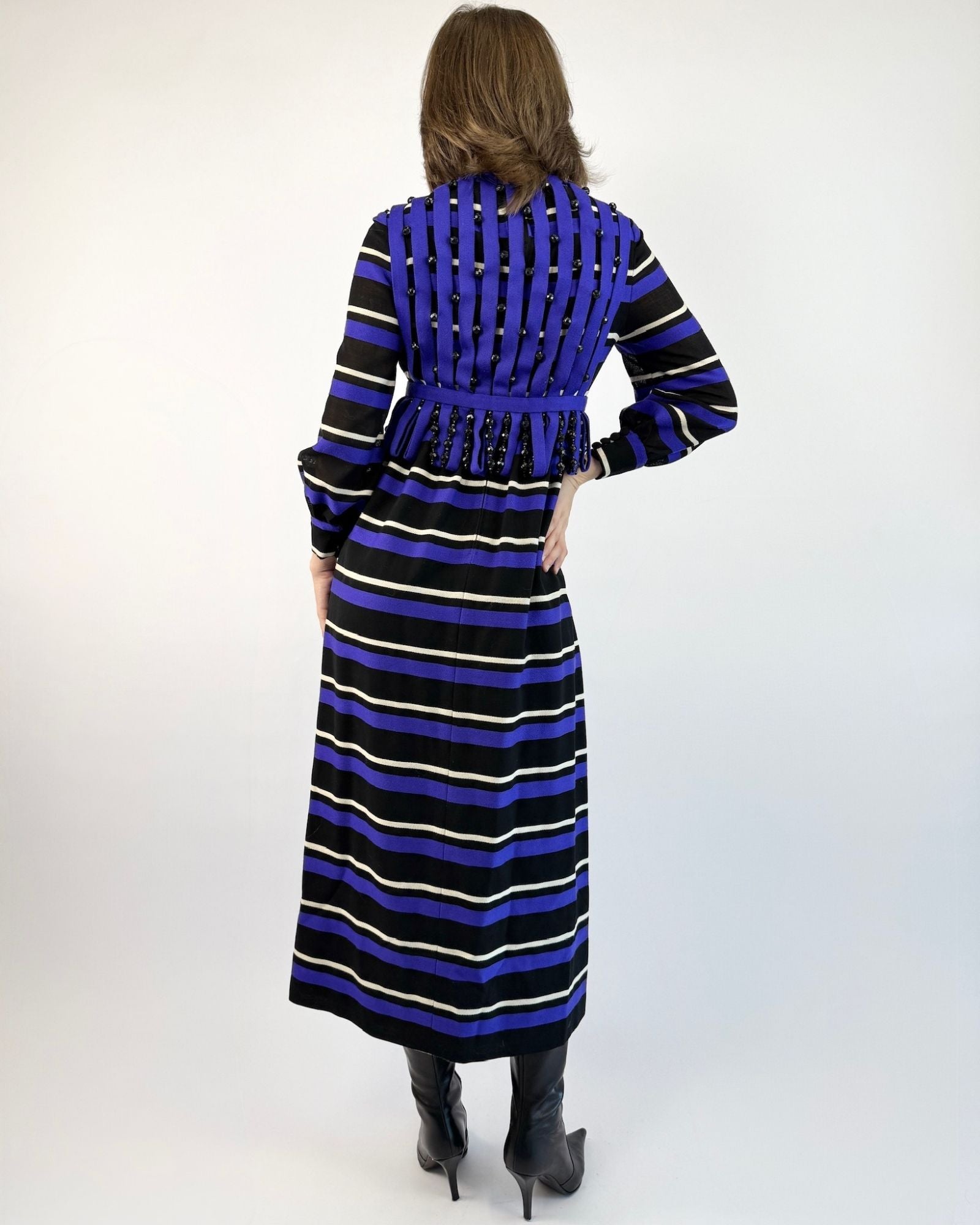 Maripol Stay Striped Wool Evening Dress