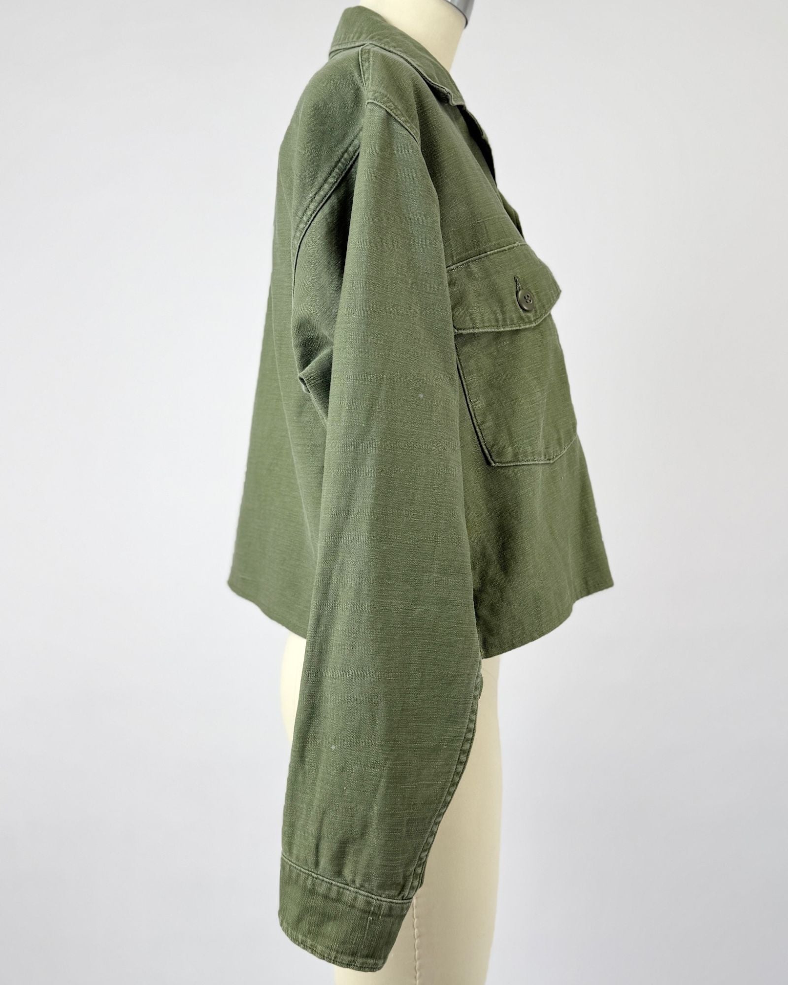 Embroidered and Cropped Fatigue Jacket