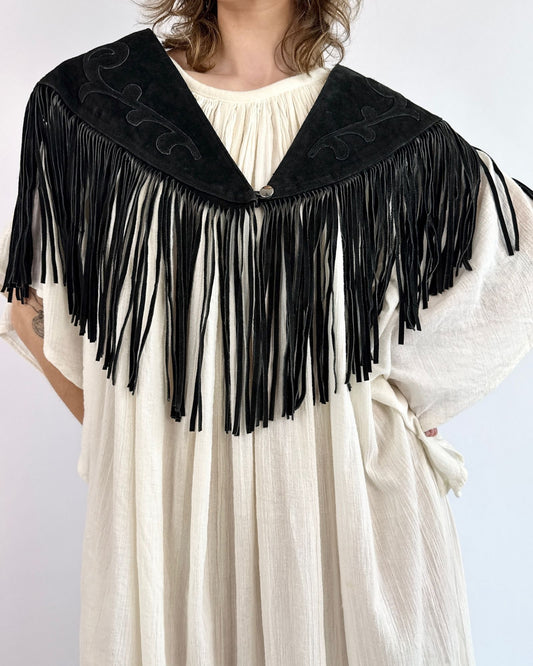 Midnight Rain Black Suede Fringe Collar