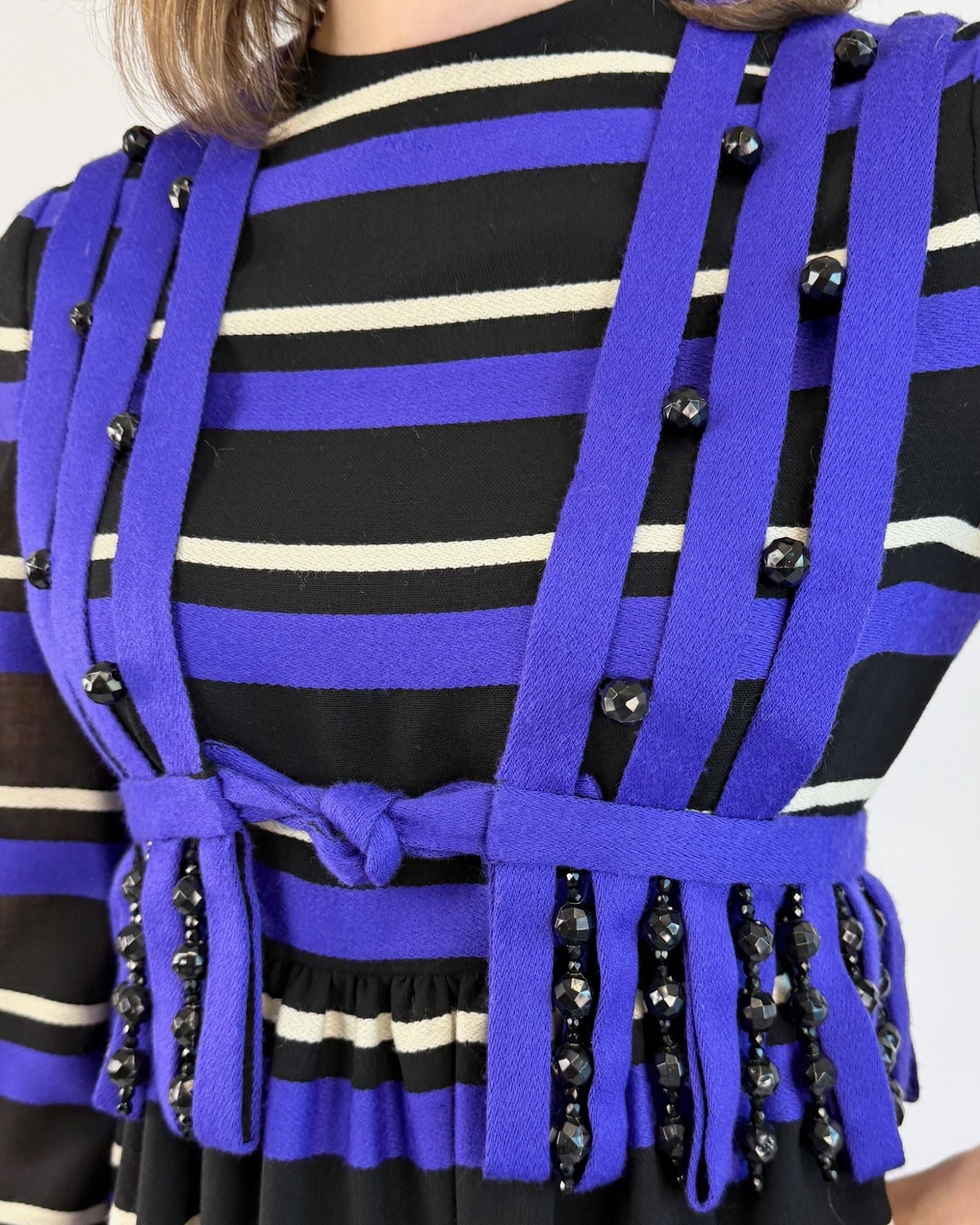 Maripol Stay Striped Wool Evening Dress