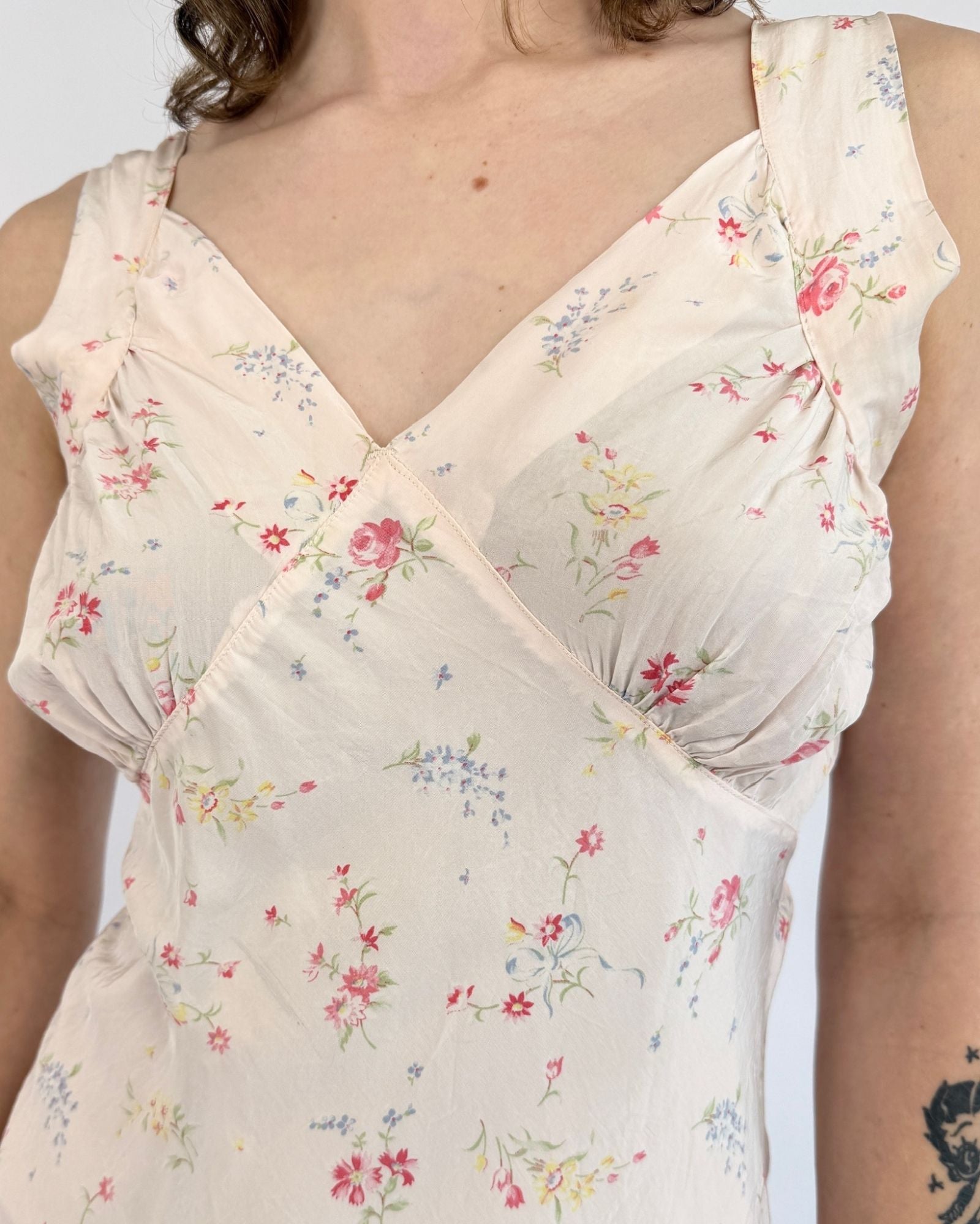 1930s Spring In My Slip Floral Rayon Dress