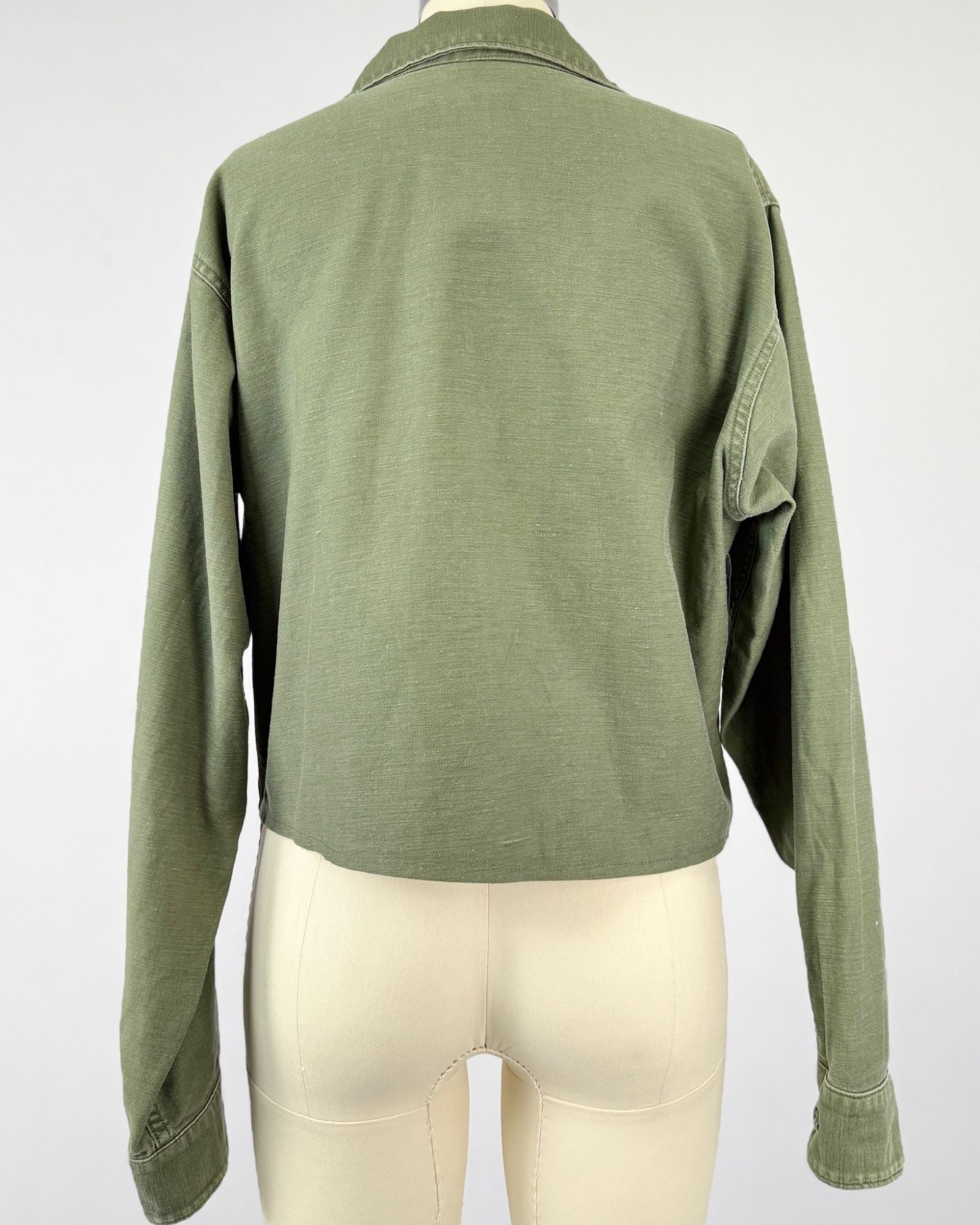 Embroidered and Cropped Fatigue Jacket