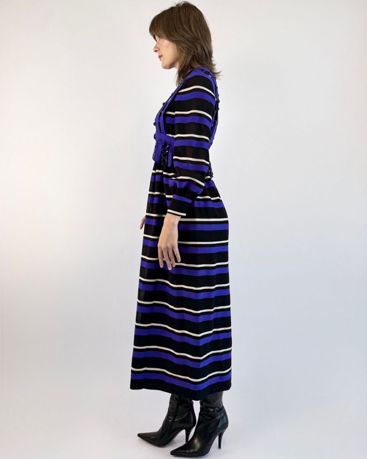 Maripol Stay Striped Wool Evening Dress