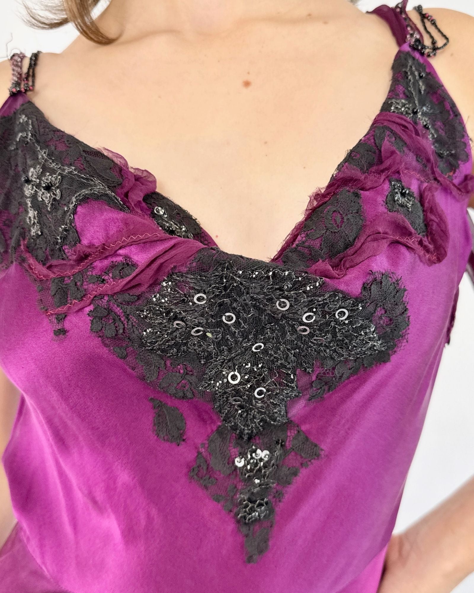 Midnight Vines Decadent Silk Evening Gown